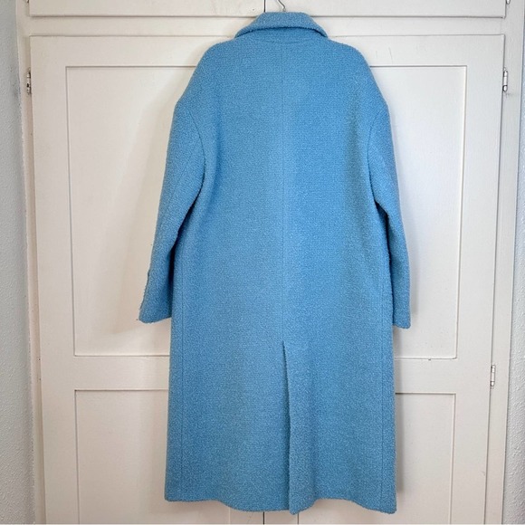Zara Sky Blue Wool Long Coat Medium - Picture 6 of 8